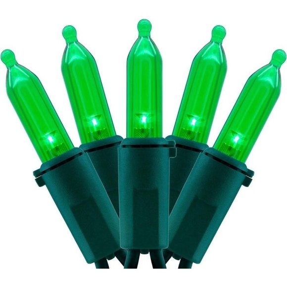 Green LED Christmas Lights with Green Wire, 66 Feet 200 Count Commercial Grade - Picture 1 of 10
